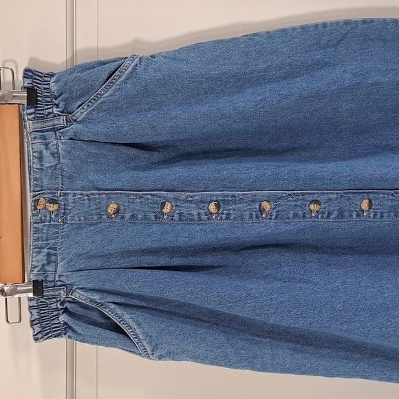 GV Blue Jeans Vintage Denim Jean Button-Front Elasic Waist Comfy Midi Maxi Skirt - Picture 2 of 9